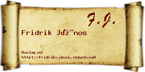 Fridrik János névjegykártya