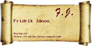 Fridrik János névjegykártya